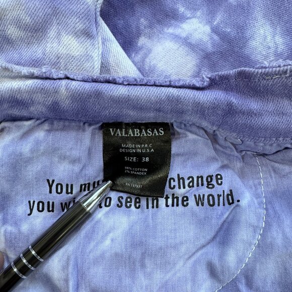 Valabasas Mens Purple Tie Dye Distressed Jeans Size 38 Stacked Ankle Button Fly - Picture 9 of 16